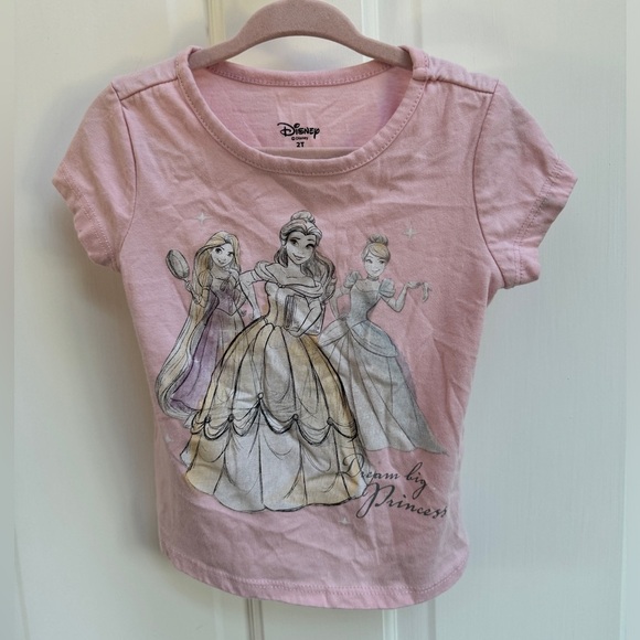 Disney Other - Disney 2T Pink Princess Belle, Cinderella, Rapunzel Short Sleeve Top Blouse